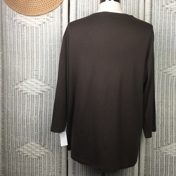 Crystal - Kobe Autumn Embroidery Dressy Tee 3/4 Sleeve - Picture 3 of 10